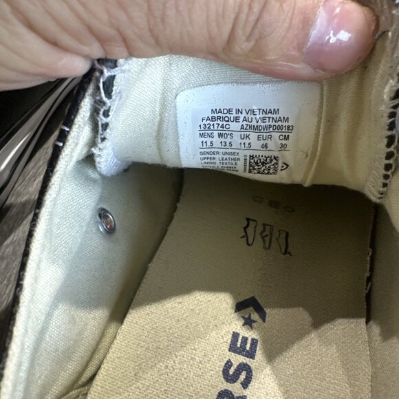 Converse Mens Chuck Taylor Black 132174c Leather Skateboarding Shoes Size 11.5 - Picture 9 of 10